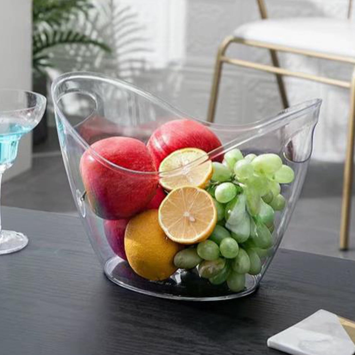 PALIFEUR Plastic Ice Bucket for Parties, Bar, Home, Kitchen, Outdoor Etc, Champagne Bucket for Beer Wine , Fruit Clear
