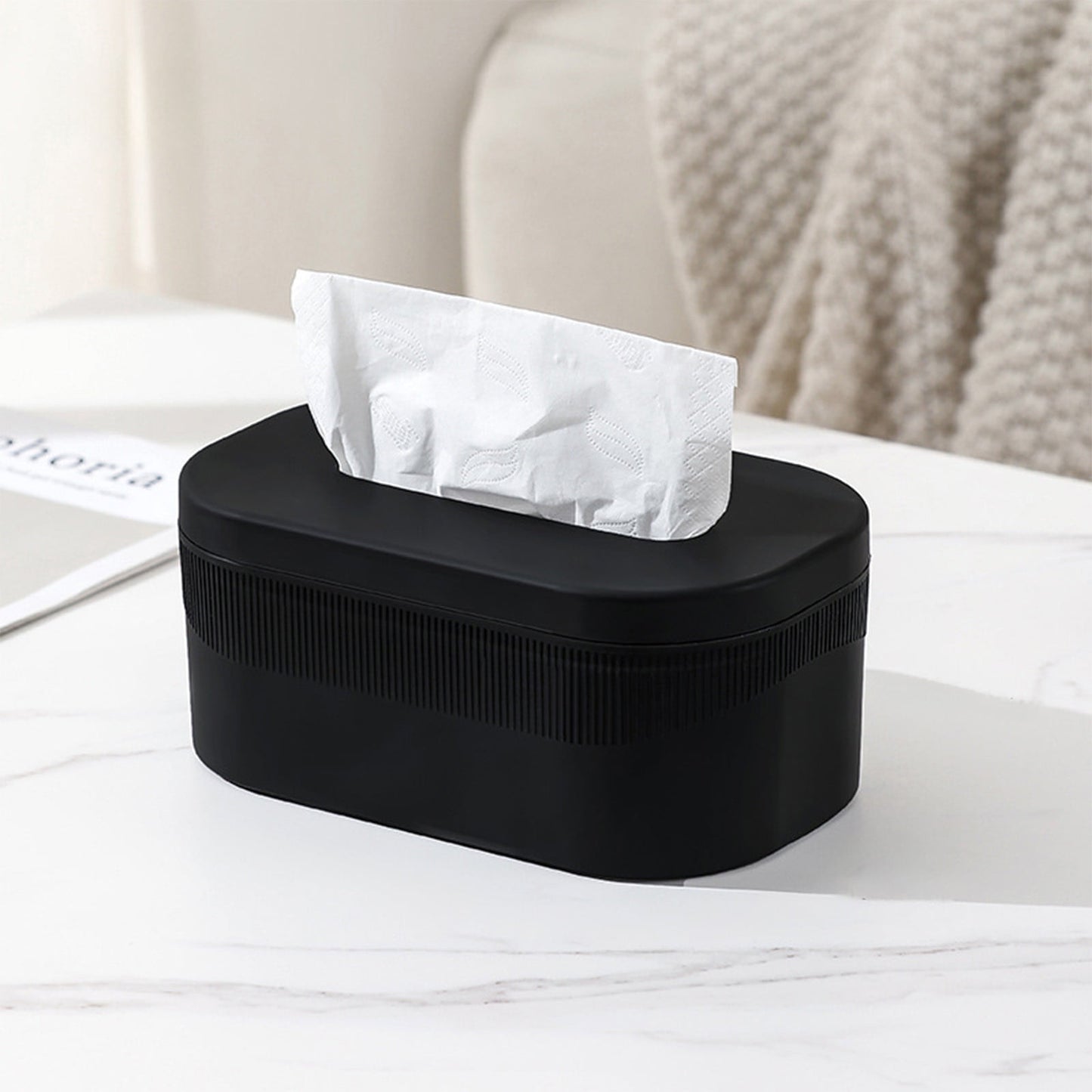 PALIFEUR Tissue Box Cover Rectangle, Extremely Austere Napkin Facial Tissue Holder, Convenience Kleenex Box Covers for Bathroom Toilet Bedroom Living Room Table Desk Office #1_Black