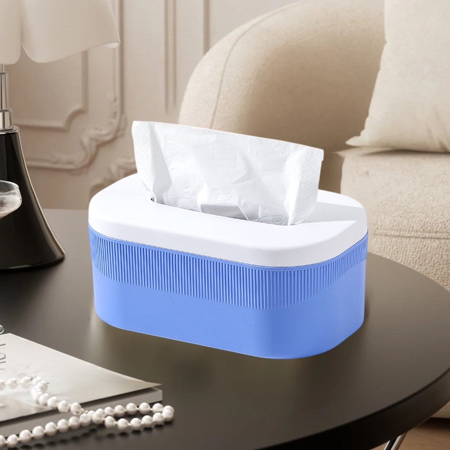 PALIFEUR Tissue Box Cover Rectangle, Extremely Austere Napkin Facial Tissue Holder, Convenience Kleenex Box Covers for Bathroom Toilet Bedroom Living Room Table Desk Office #1_Blue