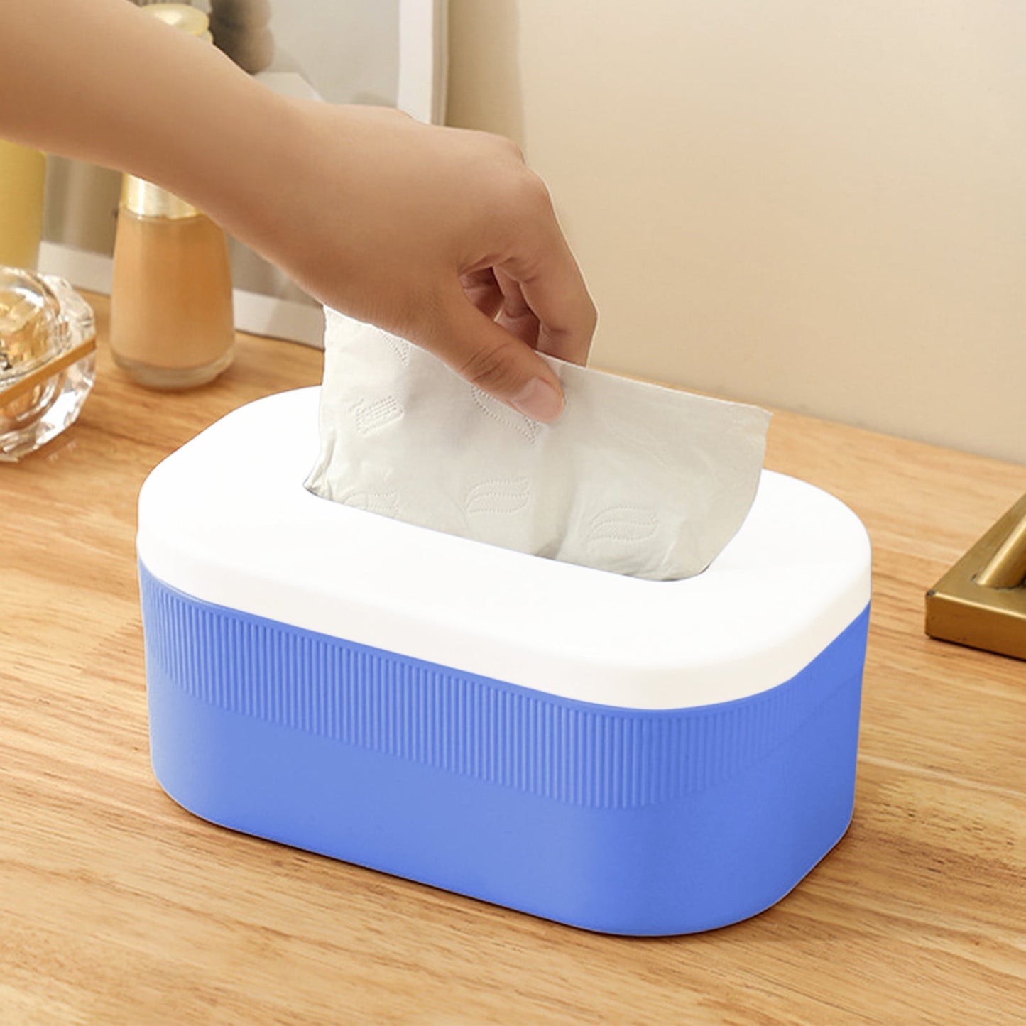 PALIFEUR Tissue Box Cover Rectangle, Extremely Austere Napkin Facial Tissue Holder, Convenience Kleenex Box Covers for Bathroom Toilet Bedroom Living Room Table Desk Office #1_Blue