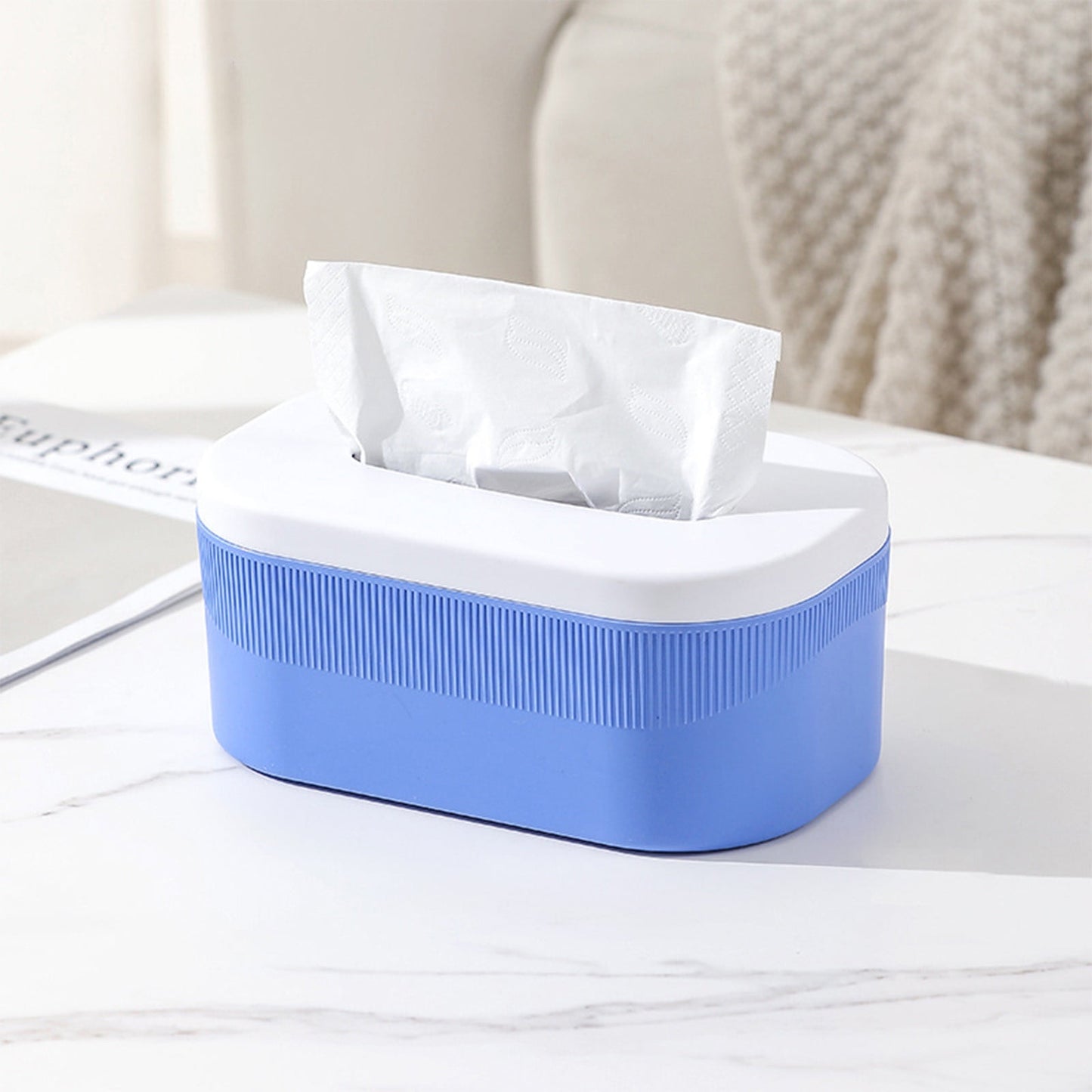 PALIFEUR Tissue Box Cover Rectangle, Extremely Austere Napkin Facial Tissue Holder, Convenience Kleenex Box Covers for Bathroom Toilet Bedroom Living Room Table Desk Office #1_Blue