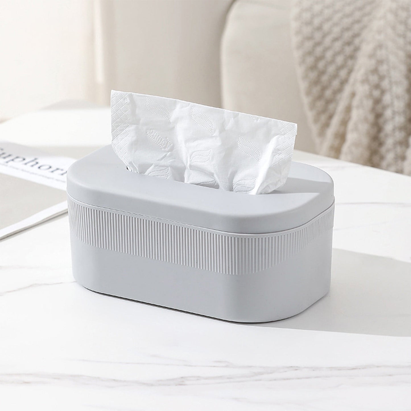 PALIFEUR Tissue Box Cover Rectangle, Extremely Austere Napkin Facial Tissue Holder, Convenience Kleenex Box Covers for Bathroom Toilet Bedroom Living Room Table Desk Office #1_Gray