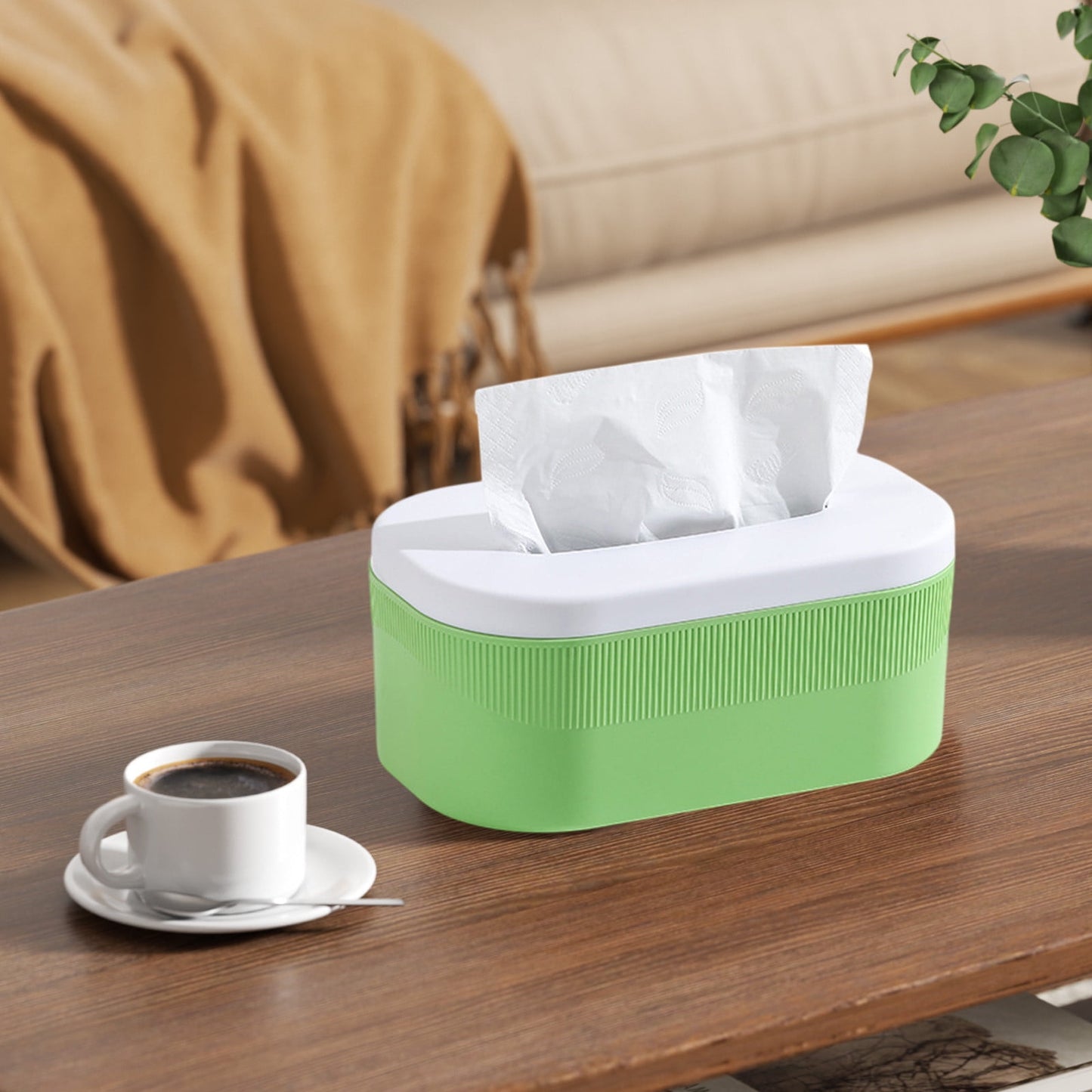 PALIFEUR Tissue Box Cover Rectangle, Extremely Austere Napkin Facial Tissue Holder, Convenience Kleenex Box Covers for Bathroom Toilet Bedroom Living Room Table Desk Office #1_Green