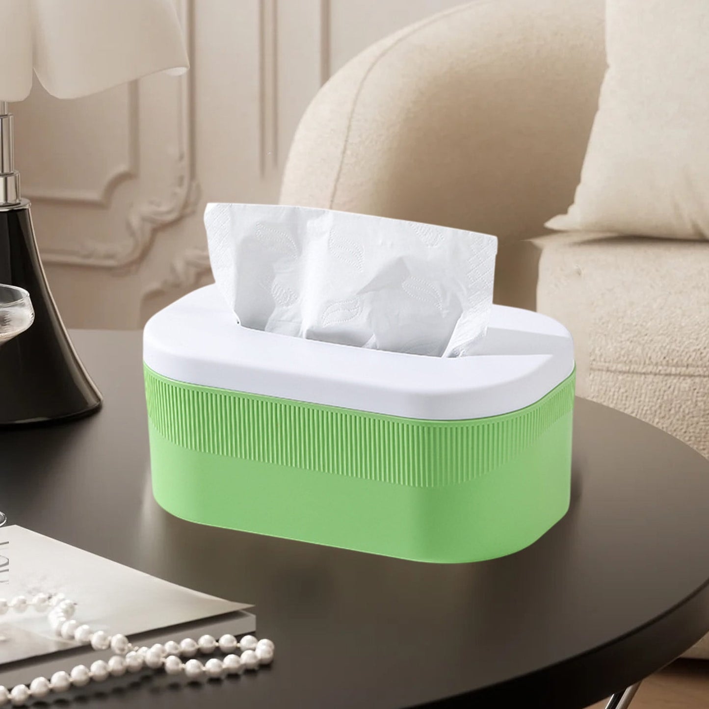 PALIFEUR Tissue Box Cover Rectangle, Extremely Austere Napkin Facial Tissue Holder, Convenience Kleenex Box Covers for Bathroom Toilet Bedroom Living Room Table Desk Office #1_Green