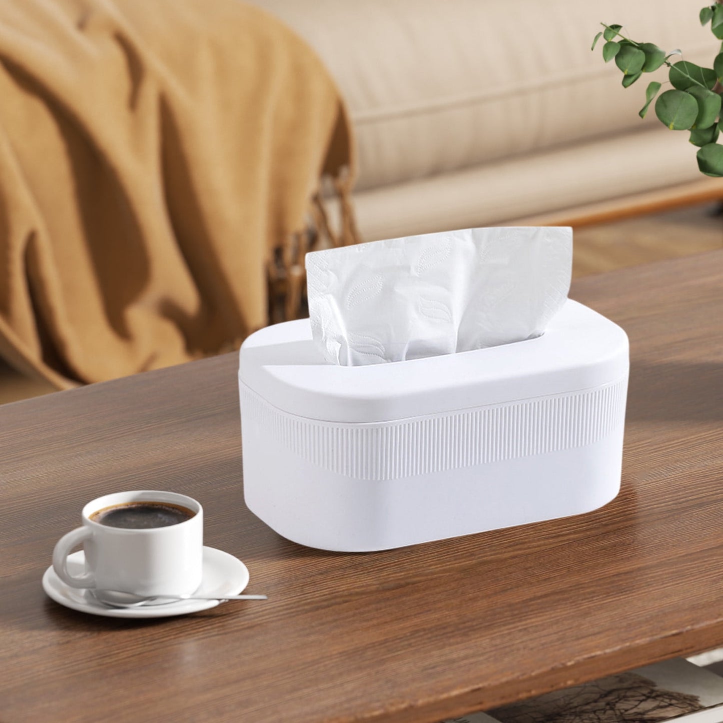 PALIFEUR Tissue Box Cover Rectangle, Extremely Austere Napkin Facial Tissue Holder, Convenience Kleenex Box Covers for Bathroom Toilet Bedroom Living Room Table Desk Office #1_White