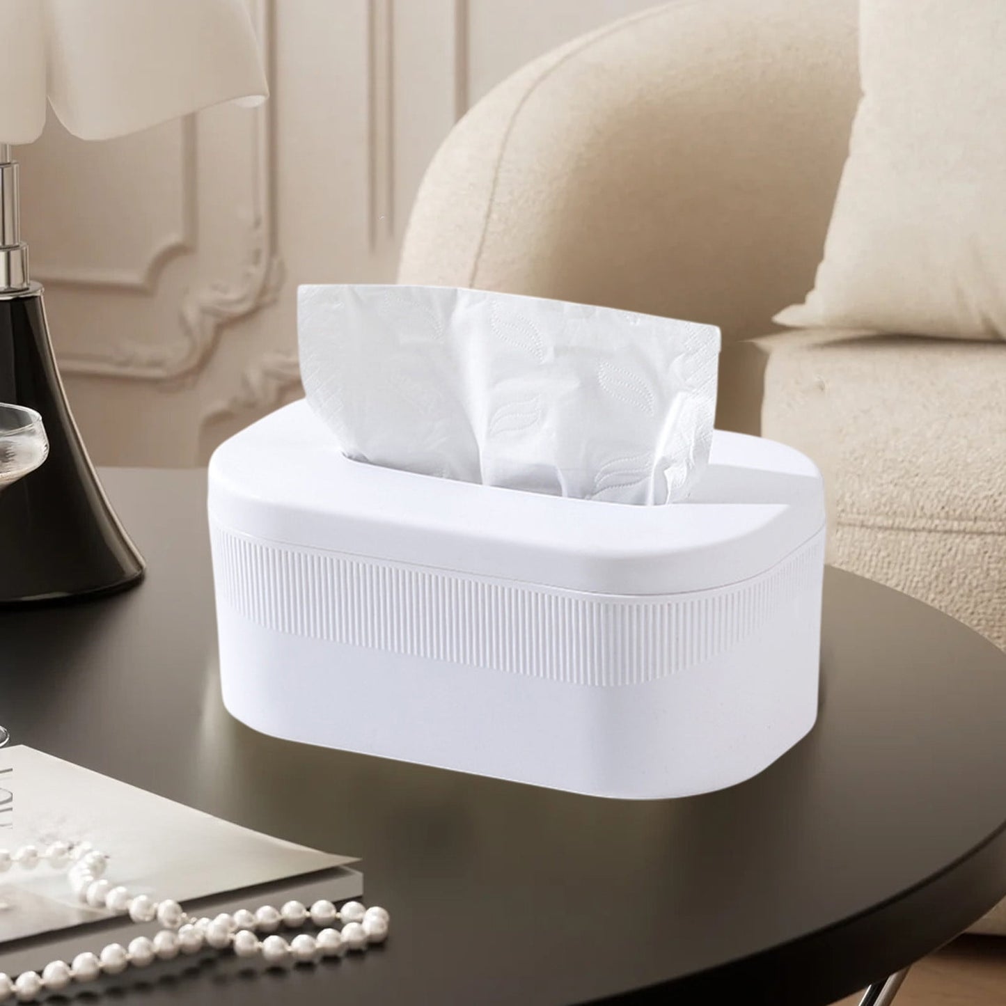 PALIFEUR Tissue Box Cover Rectangle, Extremely Austere Napkin Facial Tissue Holder, Convenience Kleenex Box Covers for Bathroom Toilet Bedroom Living Room Table Desk Office #1_White