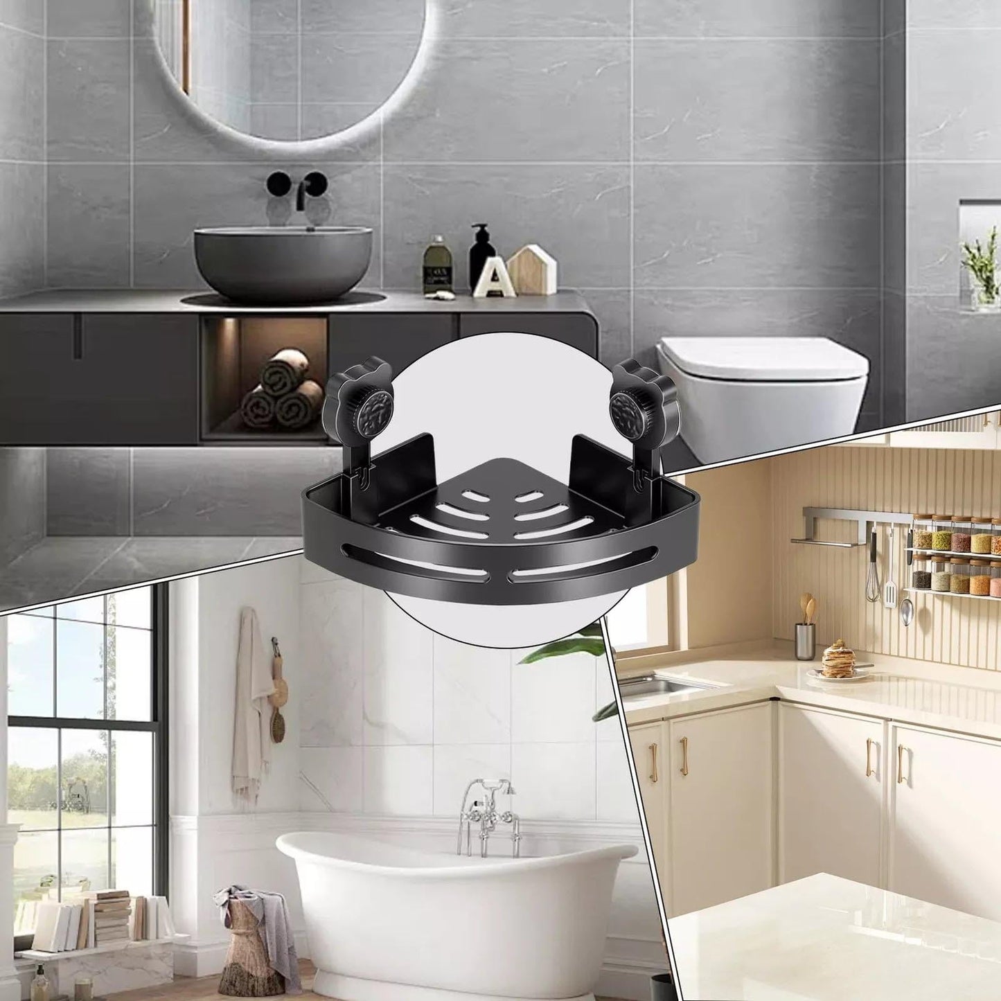 Clearance! PALIFEUR Corner Shower Caddy, Plastic Shower Organizer Corner with 2 Pcs Suction Cup, No Drilling Corner Shower Shelves for Bathroom Kitchen A