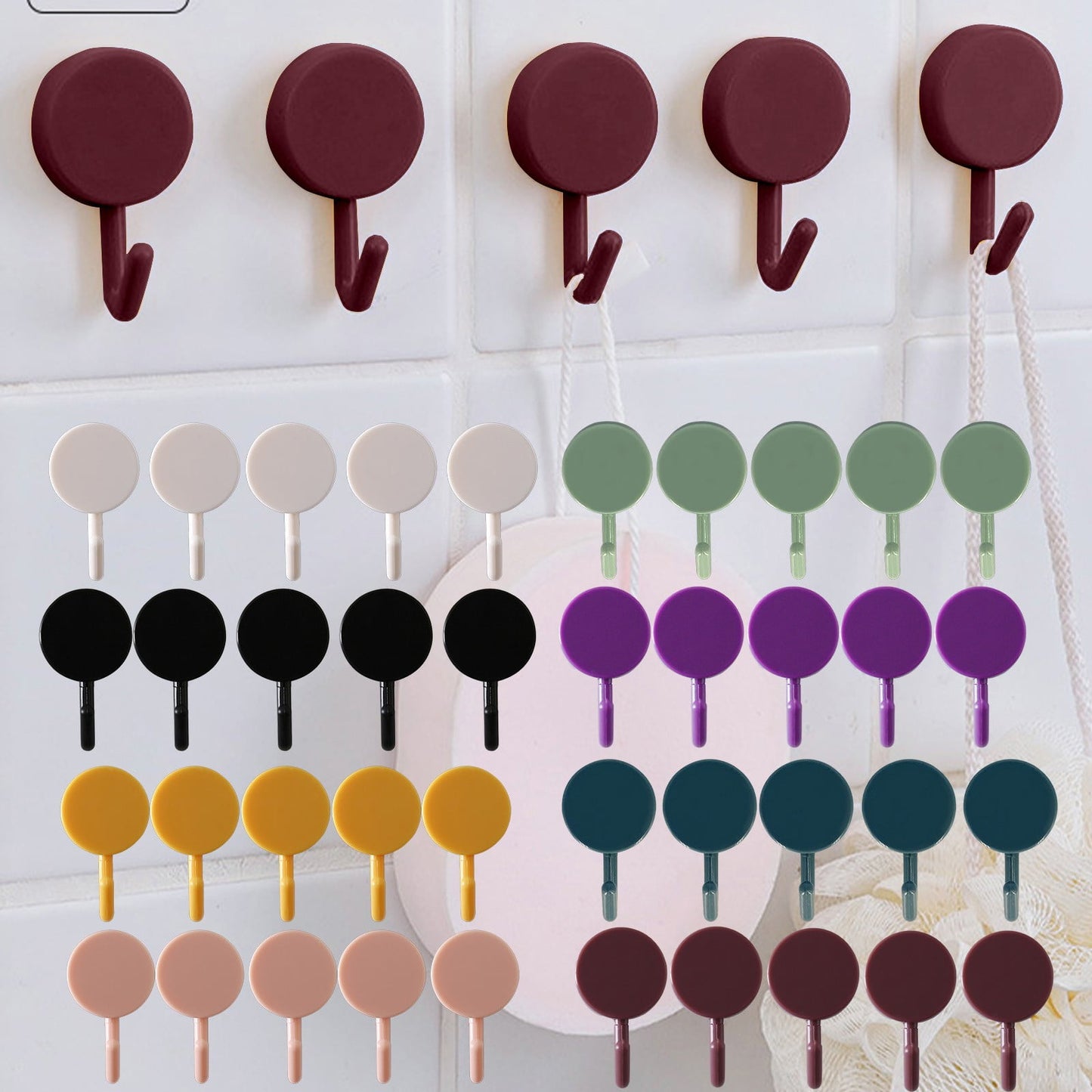 Clearance! PALIFEUR 12 Pcs Wall Hooks for Hanging, Circle Heavy Duty Hook, Self Adhesive Waterproof Transparent Towel Hooks, Adhesive Hooks for Bathroom Kitchen Home Wall Wine