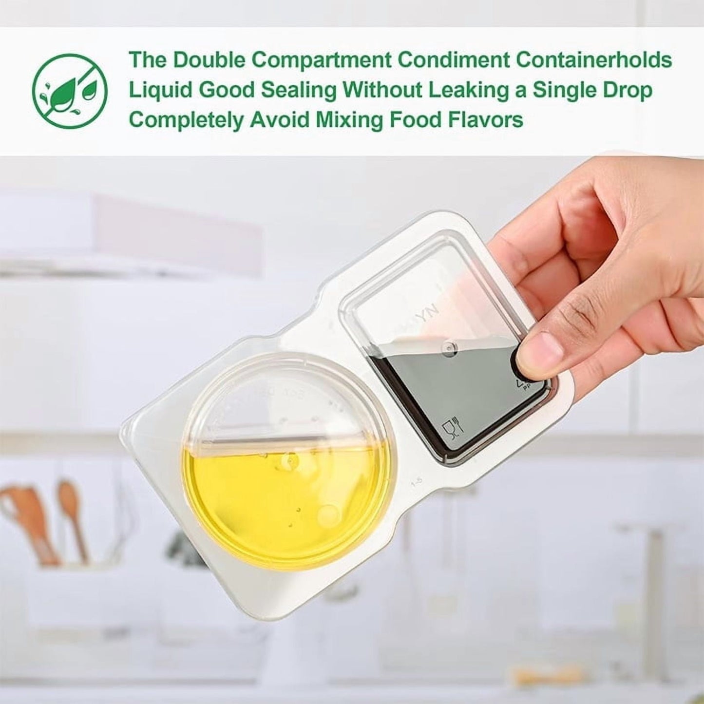 PALIFEUR 5 PCS Snack Containers Disposable Double Compartment Plastic Container, Reusable Snack Containers with Lids Travel Mini Snack Pack Containers for Condiments, Candy, Dip 10pc
