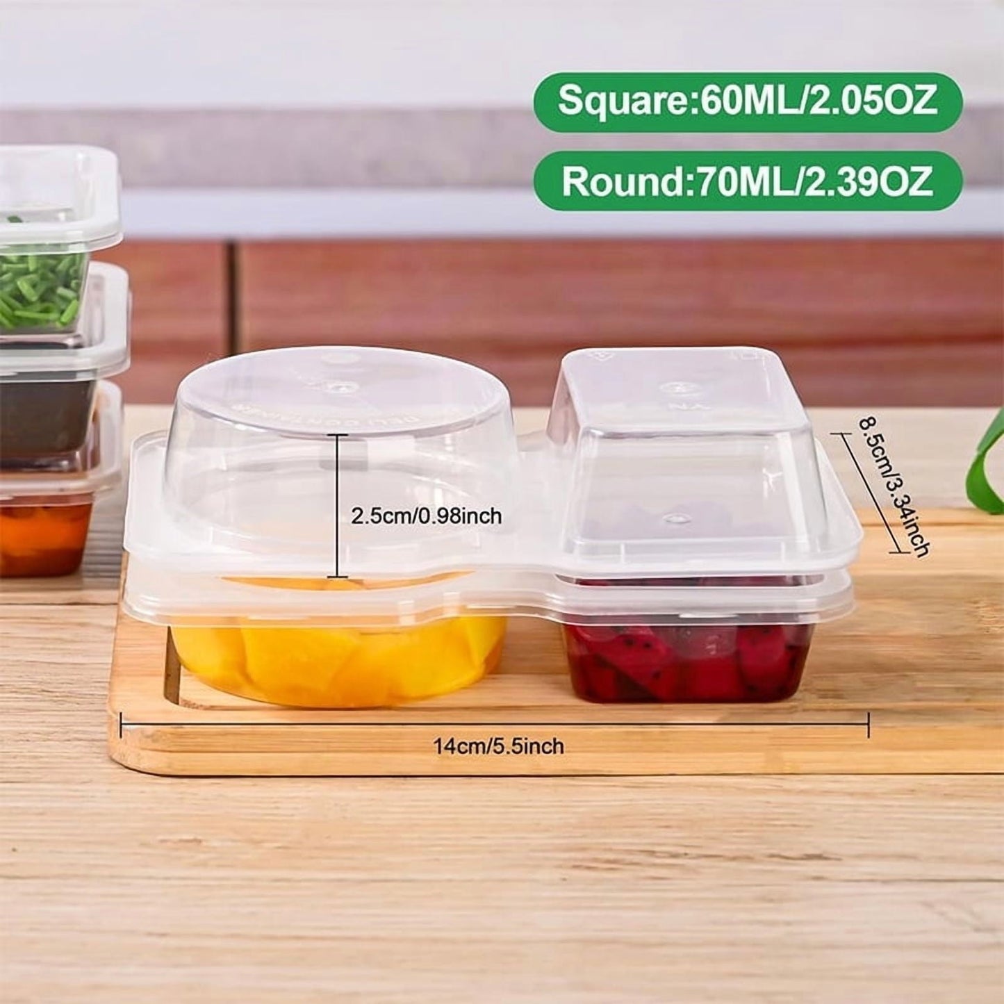 PALIFEUR 5 PCS Snack Containers Disposable Double Compartment Plastic Container, Reusable Snack Containers with Lids Travel Mini Snack Pack Containers for Condiments, Candy, Dip 10pc
