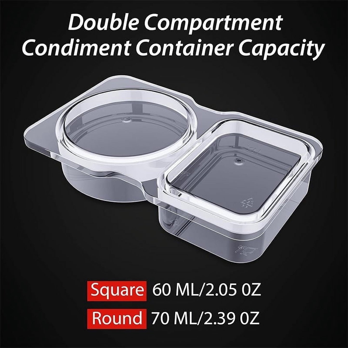 PALIFEUR 5 PCS Snack Containers Disposable Double Compartment Plastic Container, Reusable Snack Containers with Lids Travel Mini Snack Pack Containers for Condiments, Candy, Dip 20pc