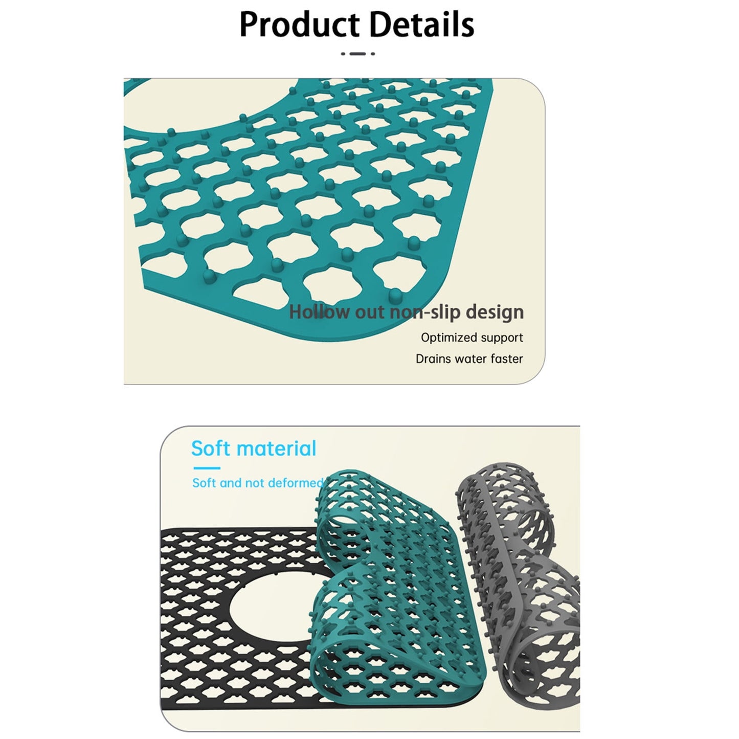 PALIFEUR Sink Protectors for Kitchen Sink, Silicone Kitchen Sink Mat, 13.6" x 15.6" Sink Mat Protects Sink from Stains, Damage, Scratches, Dishwasher Safe Sink Grids, Sink Mat, for Kitchen Gray