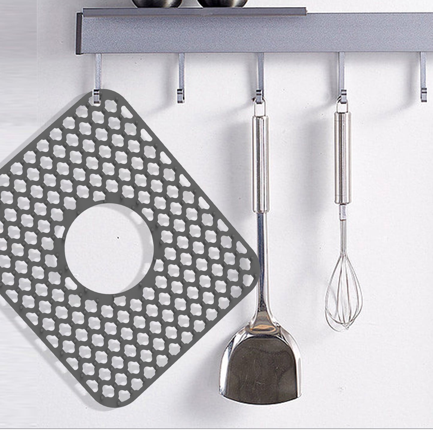 PALIFEUR Sink Protectors for Kitchen Sink, Silicone Kitchen Sink Mat, 13.6" x 15.6" Sink Mat Protects Sink from Stains, Damage, Scratches, Dishwasher Safe Sink Grids, Sink Mat, for Kitchen Gray