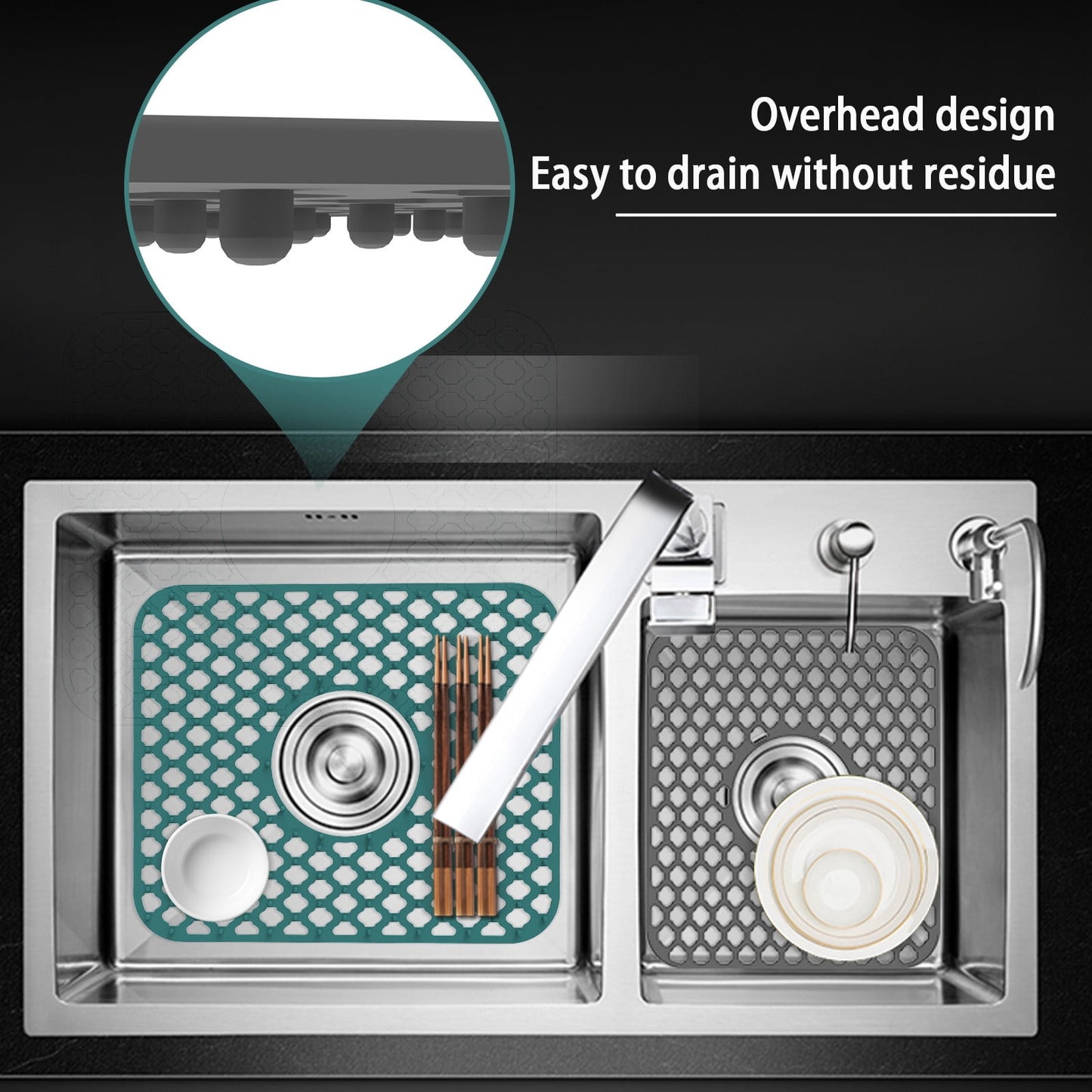 PALIFEUR Sink Protectors for Kitchen Sink, Silicone Kitchen Sink Mat, 13.6" x 15.6" Sink Mat Protects Sink from Stains, Damage, Scratches, Dishwasher Safe Sink Grids, Sink Mat, for Kitchen Gray