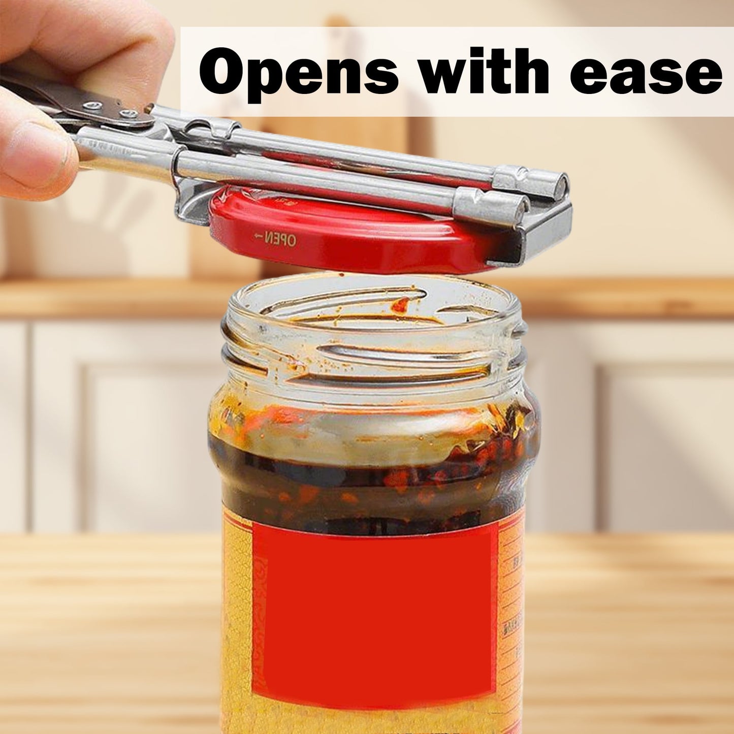 1 Counts Jar Opener for Weak Hands, Multifunctional Adjustable Can Opener, Stainless Steel Jar Lid Opener Bottle Opener Tool for Seniors with Arthritis, Manual Jar Gripper for Kitchen