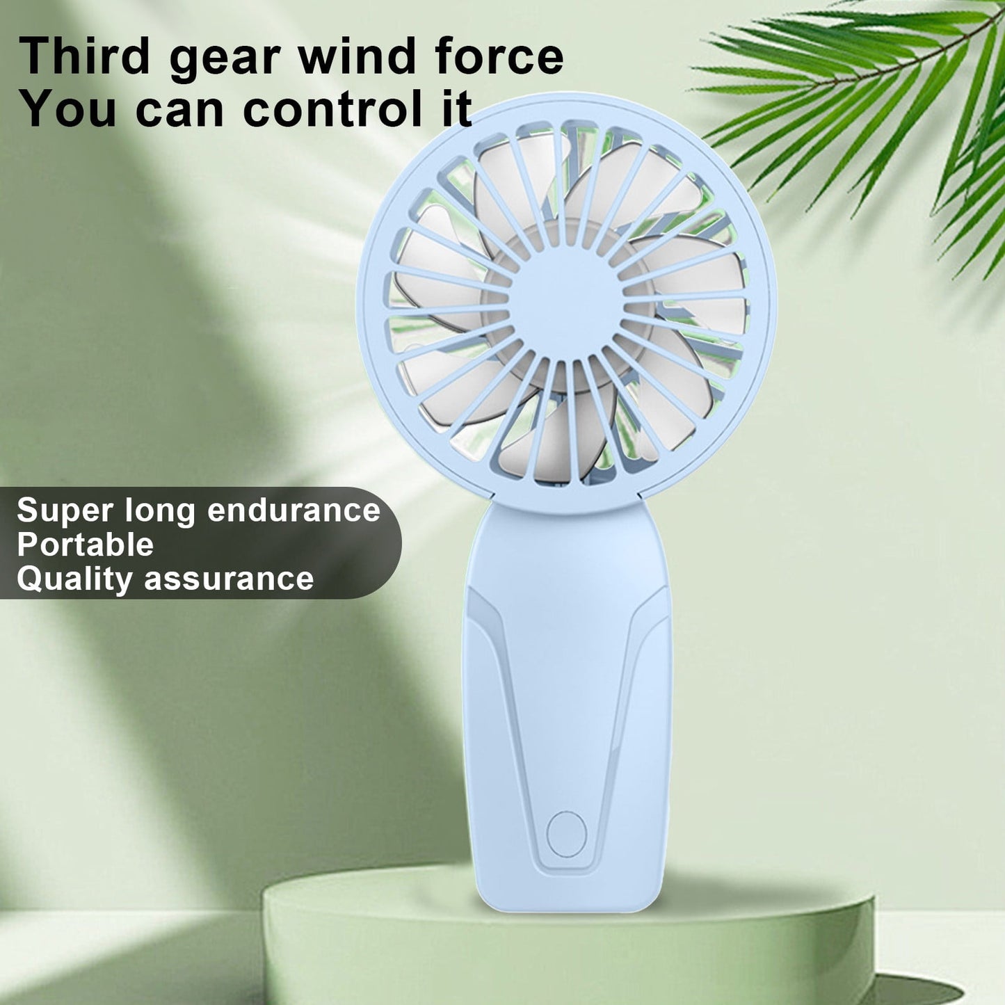 PALIFEUR Mini Handheld Fan, Cute Lightweight Portable Fan, USB Charging Mini Fan for Girl & Women Summer Gift, 3 Speed Small Hand Fan for Travel School Home Beach, 5.9x2.95 Inch Blue