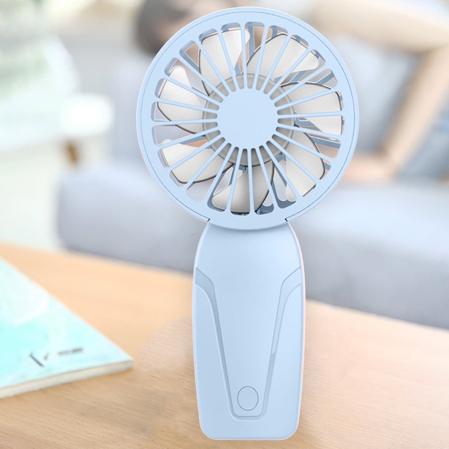 PALIFEUR Mini Handheld Fan, Cute Lightweight Portable Fan, USB Charging Mini Fan for Girl & Women Summer Gift, 3 Speed Small Hand Fan for Travel School Home Beach, 5.9x2.95 Inch Blue