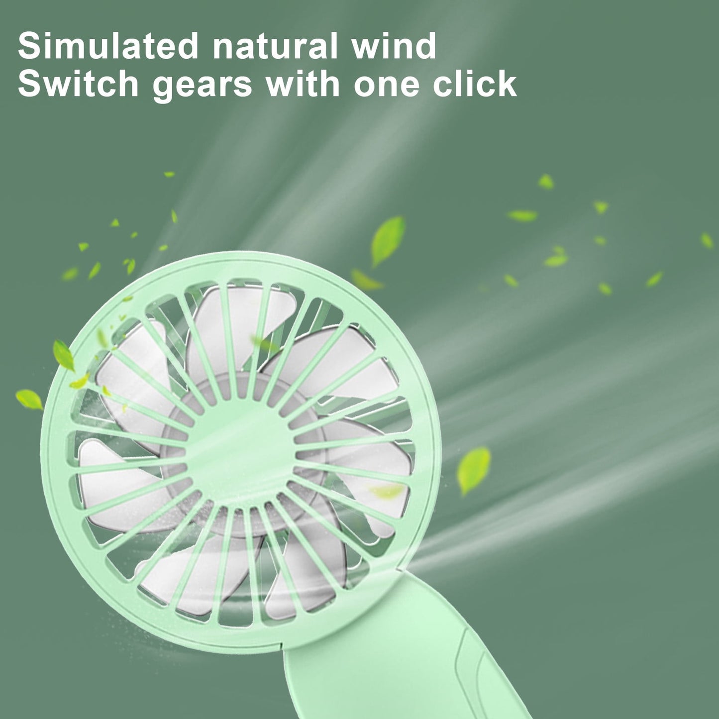PALIFEUR Mini Handheld Fan, Cute Lightweight Portable Fan, USB Charging Mini Fan for Girl & Women Summer Gift, 3 Speed Small Hand Fan for Travel School Home Beach, 5.9x2.95 Inch Green