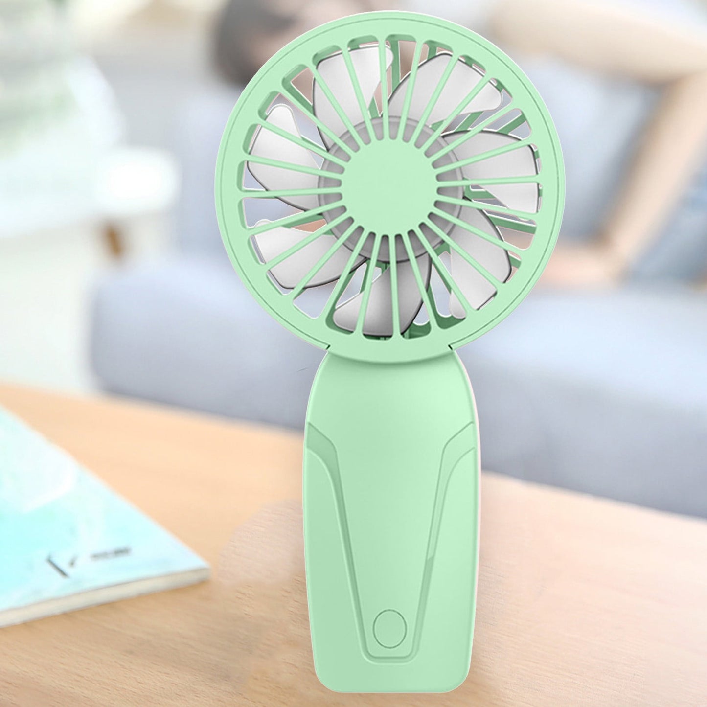 PALIFEUR Mini Handheld Fan, Cute Lightweight Portable Fan, USB Charging Mini Fan for Girl & Women Summer Gift, 3 Speed Small Hand Fan for Travel School Home Beach, 5.9x2.95 Inch Green