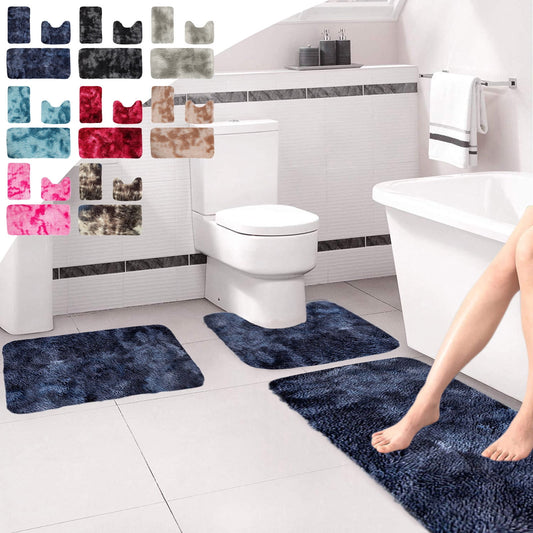 Tyidzon 5Pc Bath Mats for Bathroom, Quick-Dry Bathroom Rugs Sets Washable Non-Slip Bath Mat Ultra Soft Absorbent with U-Shaped Toilet for Bathroom, Tub, Shower, Gray 01-Khaki