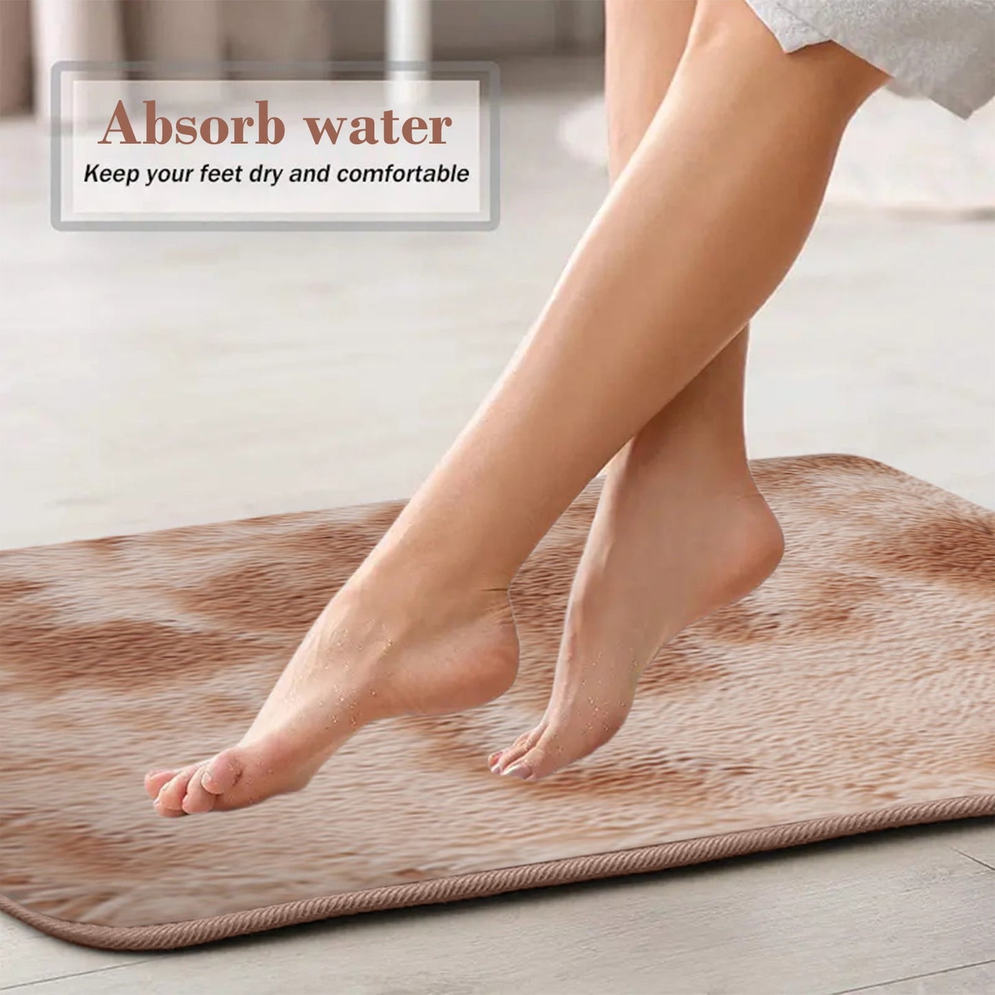 Tyidzon 5Pc Bath Mats for Bathroom, Quick-Dry Bathroom Rugs Sets Washable Non-Slip Bath Mat Ultra Soft Absorbent with U-Shaped Toilet for Bathroom, Tub, Shower, Gray 01-Khaki