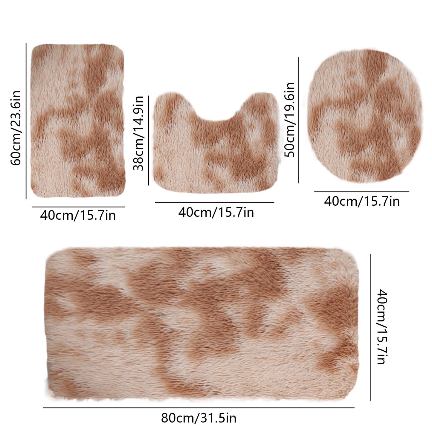 Tyidzon 5Pc Bath Mats for Bathroom, Quick-Dry Bathroom Rugs Sets Washable Non-Slip Bath Mat Ultra Soft Absorbent with U-Shaped Toilet for Bathroom, Tub, Shower, Gray 02-Khaki