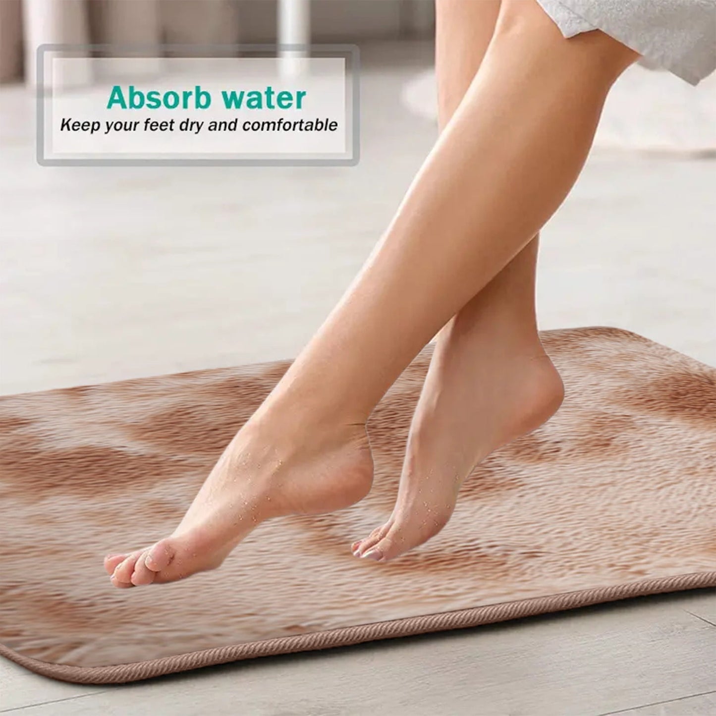 Tyidzon 5Pc Bath Mats for Bathroom, Quick-Dry Bathroom Rugs Sets Washable Non-Slip Bath Mat Ultra Soft Absorbent with U-Shaped Toilet for Bathroom, Tub, Shower, Gray 02-Khaki