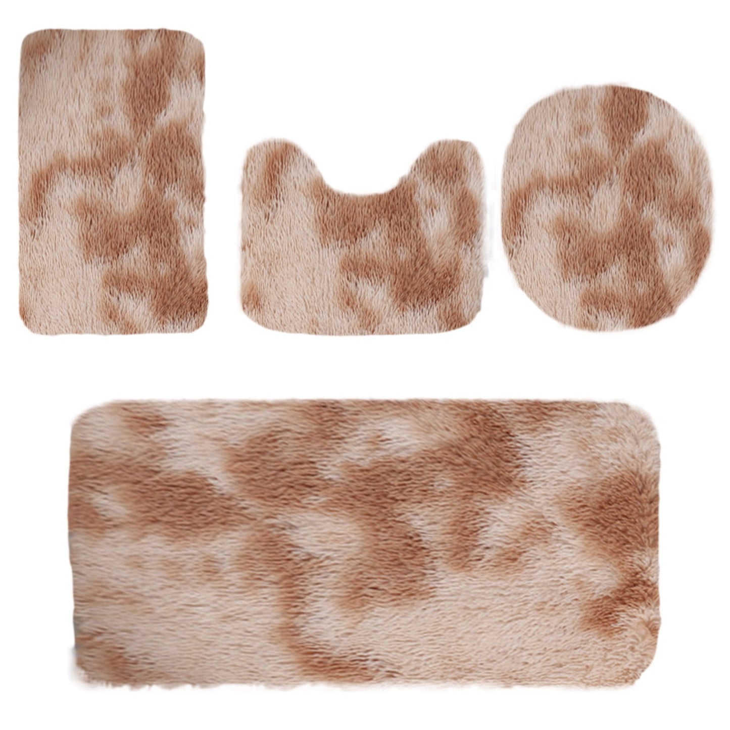 Tyidzon 5Pc Bath Mats for Bathroom, Quick-Dry Bathroom Rugs Sets Washable Non-Slip Bath Mat Ultra Soft Absorbent with U-Shaped Toilet for Bathroom, Tub, Shower, Gray 02-Khaki