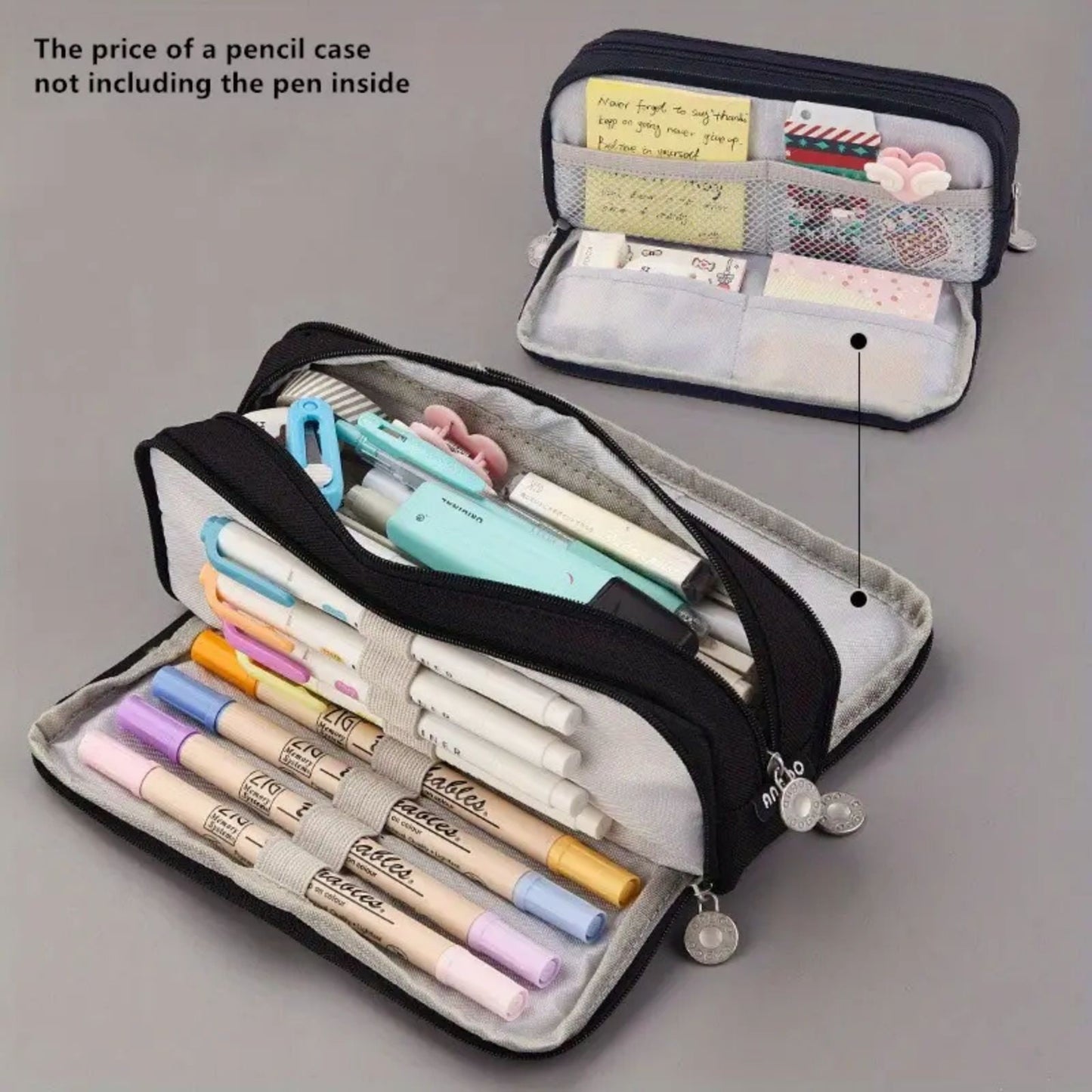 PALIFEUR Pencil Case Large Capacity Pencil Pouch, Multi-layer Aesthetic Pen Bag, Sturdy Multifunctional Pencil Bag, Pencil Box, Sky Blue Black