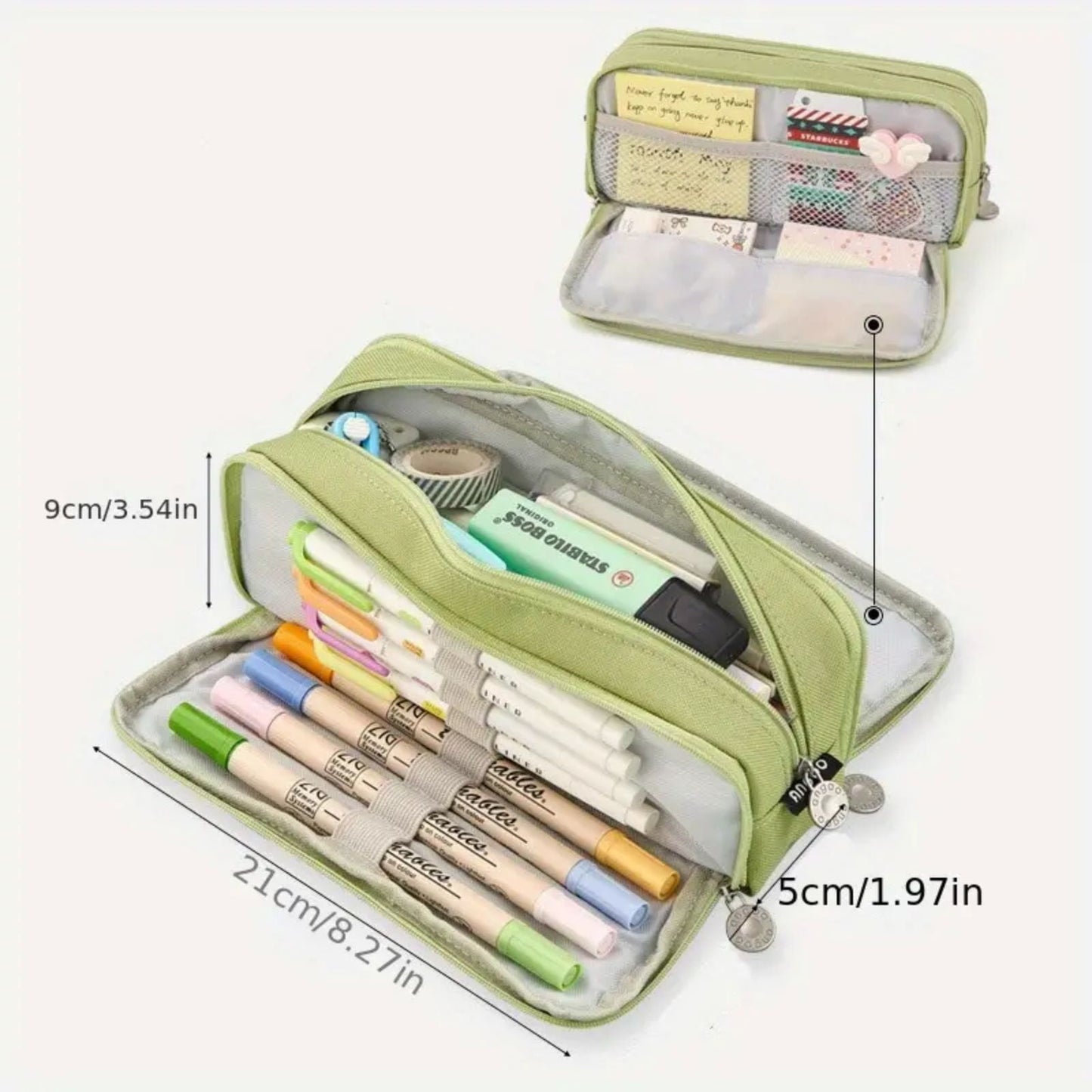 PALIFEUR Pencil Case Large Capacity Pencil Pouch, Multi-layer Aesthetic Pen Bag, Sturdy Multifunctional Pencil Bag, Pencil Box, Sky Blue Green