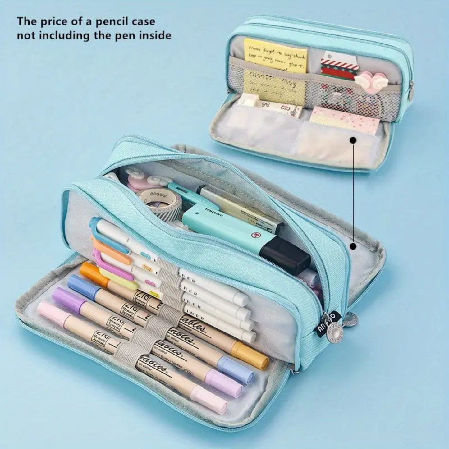 PALIFEUR Pencil Case Large Capacity Pencil Pouch, Multi-layer Aesthetic Pen Bag, Sturdy Multifunctional Pencil Bag, Pencil Box Sky Blue