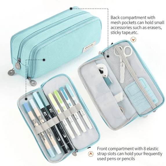 PALIFEUR Pencil Case Large Capacity Pencil Pouch, Multi-layer Aesthetic Pen Bag, Sturdy Multifunctional Pencil Bag, Pencil Box Sky Blue