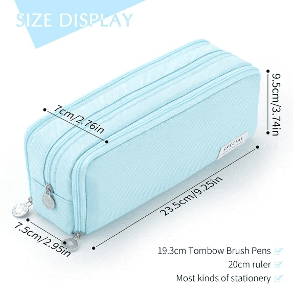 PALIFEUR Pencil Case Large Capacity Pencil Pouch, Multi-layer Aesthetic Pen Bag, Sturdy Multifunctional Pencil Bag, Pencil Box Sky Blue
