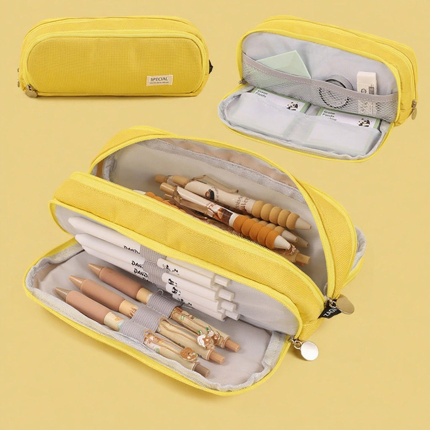 PALIFEUR Pencil Case Large Capacity Pencil Pouch, Multi-layer Aesthetic Pen Bag, Sturdy Multifunctional Pencil Bag, Pencil Box, Sky Blue Yellow