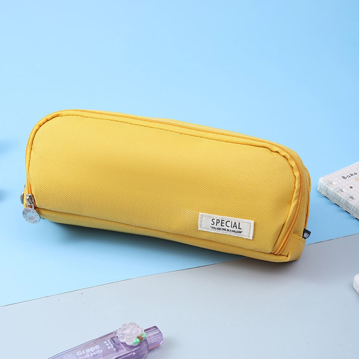 PALIFEUR Pencil Case Large Capacity Pencil Pouch, Multi-layer Aesthetic Pen Bag, Sturdy Multifunctional Pencil Bag, Pencil Box, Sky Blue Yellow