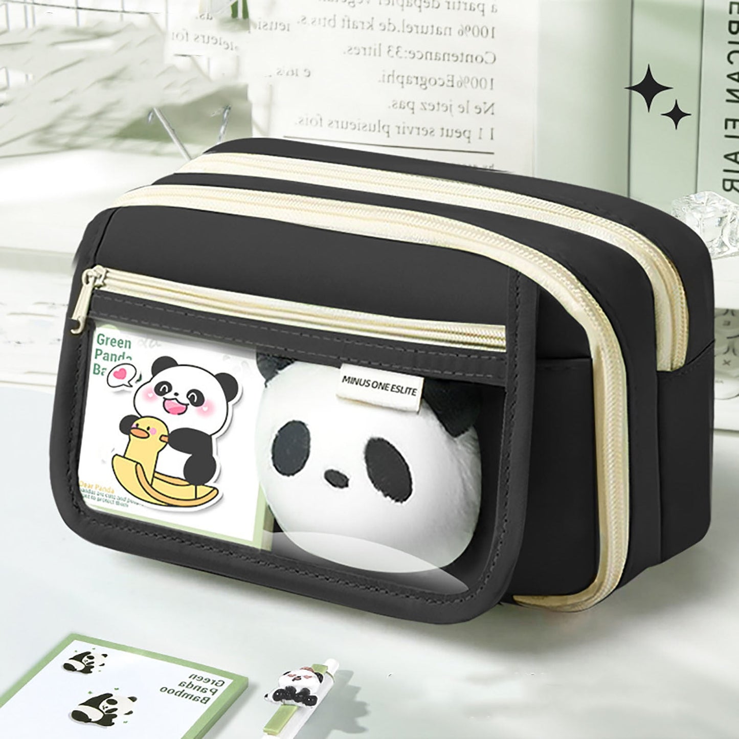 PALIFEUR Pencil Case Large Capacity Pencil Pouch, Multi-layer Aesthetic Pen Bag, Sturdy Multifunctional Pencil Bag, Pencil Box, Sky Blue Z-1-Black