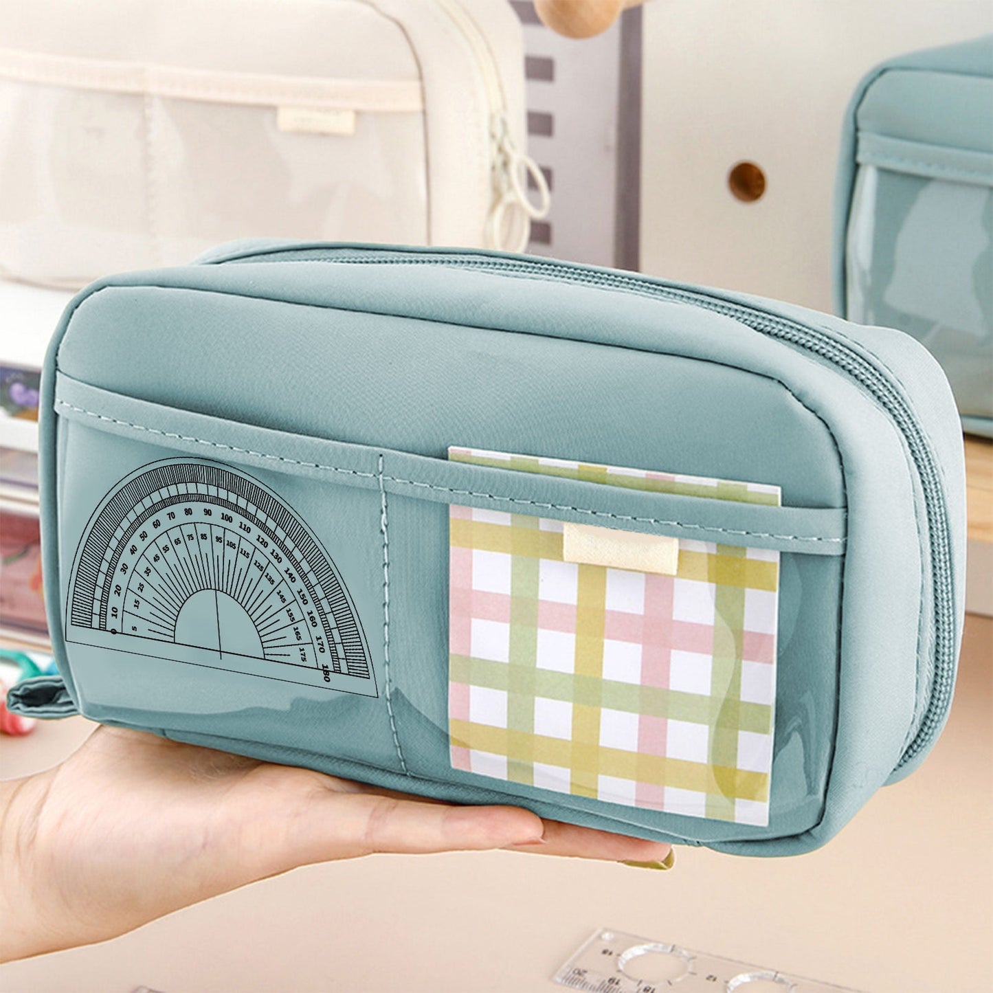 PALIFEUR Pencil Case Large Capacity Pencil Pouch, Multi-layer Aesthetic Pen Bag, Sturdy Multifunctional Pencil Bag, Pencil Box, Sky Blue Z-5-Blue