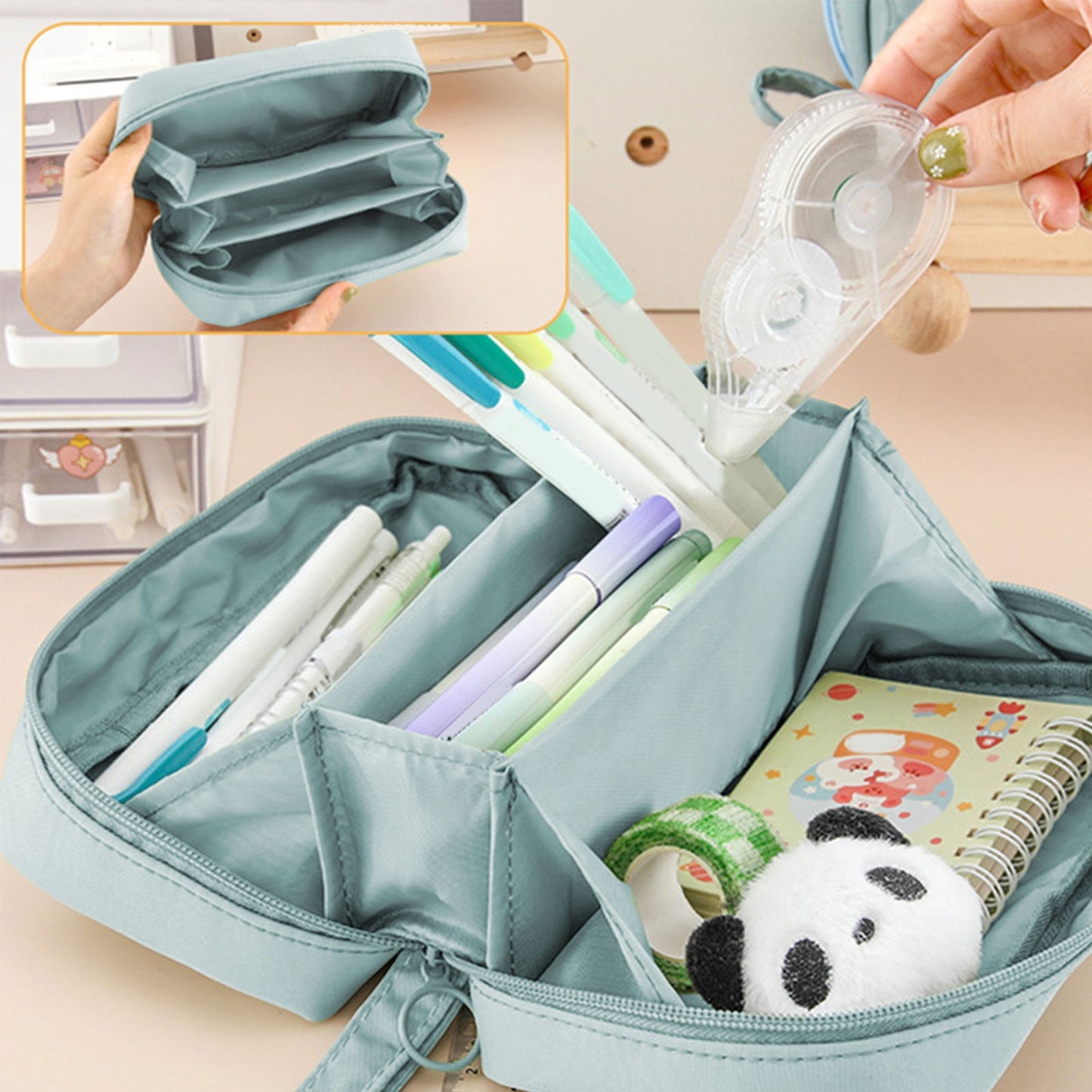 PALIFEUR Pencil Case Large Capacity Pencil Pouch, Multi-layer Aesthetic Pen Bag, Sturdy Multifunctional Pencil Bag, Pencil Box, Sky Blue Z-5-Blue