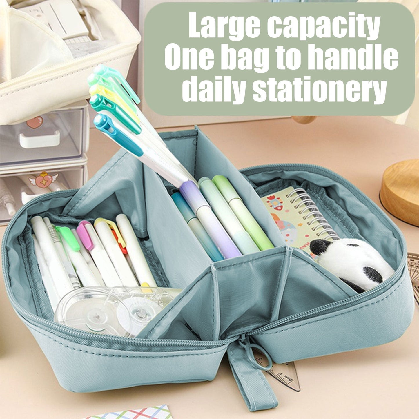 PALIFEUR Pencil Case Large Capacity Pencil Pouch, Multi-layer Aesthetic Pen Bag, Sturdy Multifunctional Pencil Bag, Pencil Box, Sky Blue Z-5-Blue