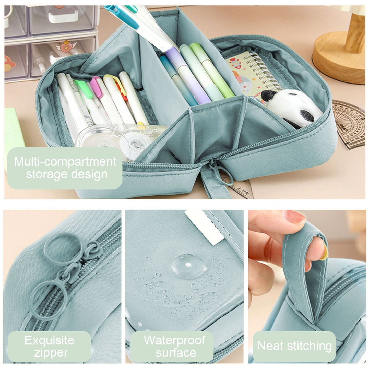 PALIFEUR Pencil Case Large Capacity Pencil Pouch, Multi-layer Aesthetic Pen Bag, Sturdy Multifunctional Pencil Bag, Pencil Box, Sky Blue Z-5-Blue