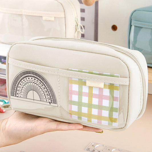 PALIFEUR Pencil Case Large Capacity Pencil Pouch, Multi-layer Aesthetic Pen Bag, Sturdy Multifunctional Pencil Bag, Pencil Box, Sky Blue Z-5-White