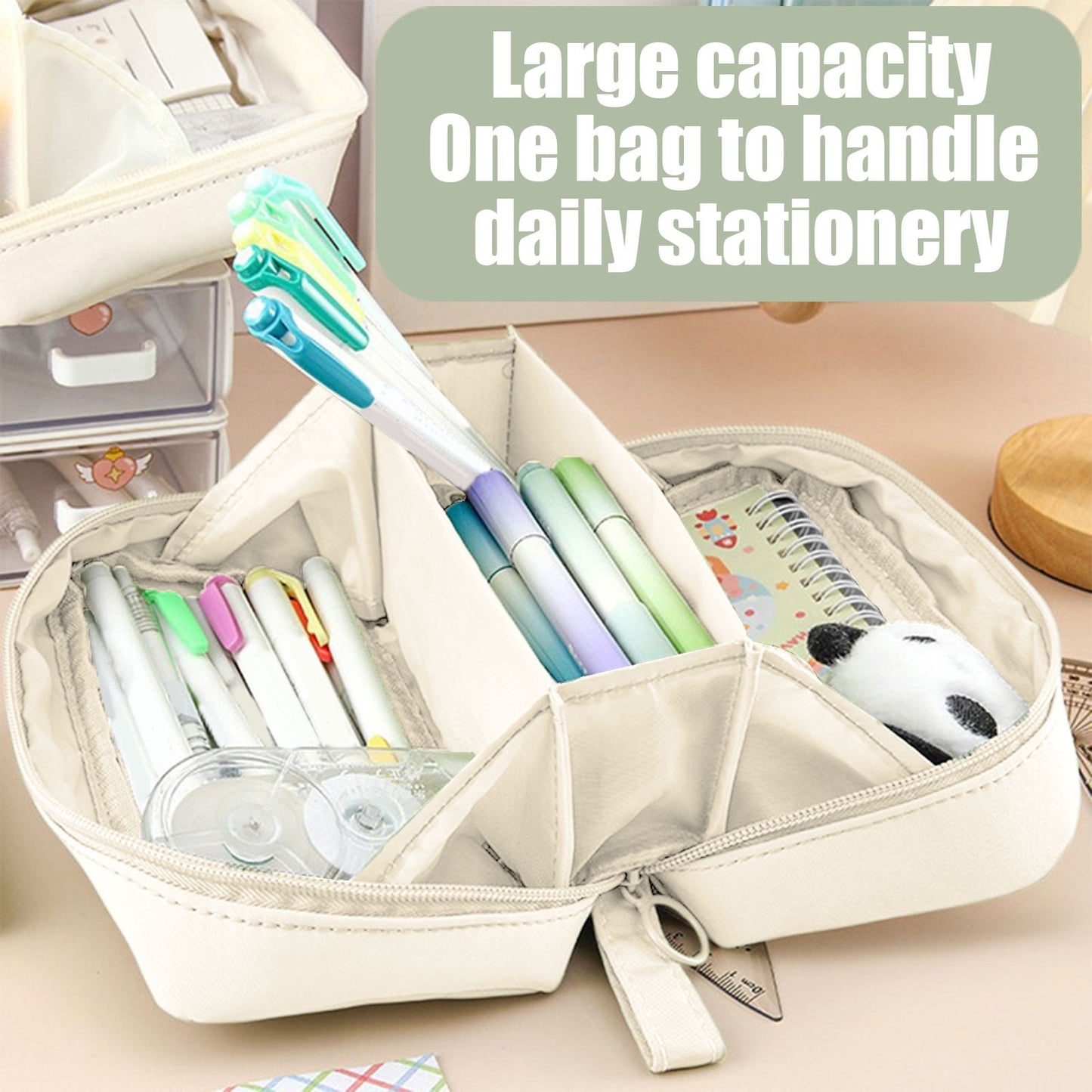 PALIFEUR Pencil Case Large Capacity Pencil Pouch, Multi-layer Aesthetic Pen Bag, Sturdy Multifunctional Pencil Bag, Pencil Box, Sky Blue Z-5-White