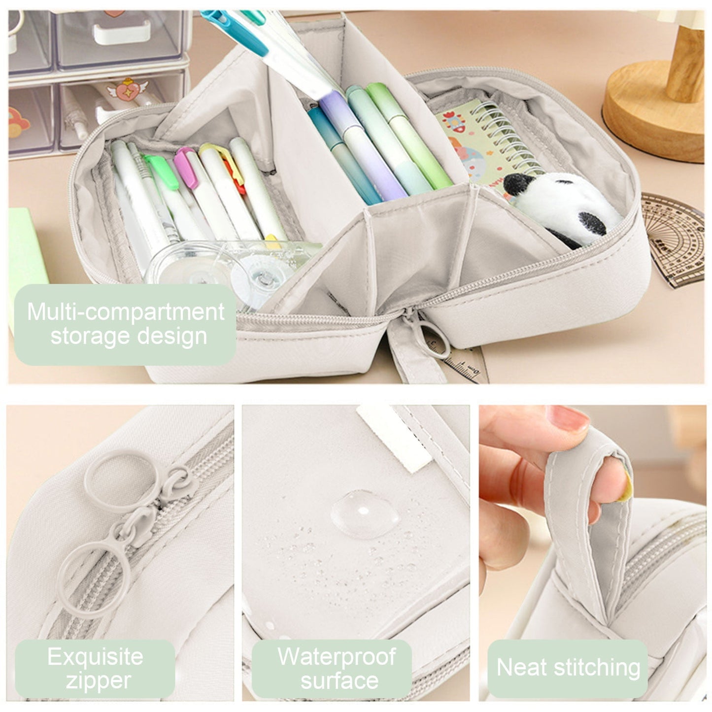 PALIFEUR Pencil Case Large Capacity Pencil Pouch, Multi-layer Aesthetic Pen Bag, Sturdy Multifunctional Pencil Bag, Pencil Box, Sky Blue Z-5-White