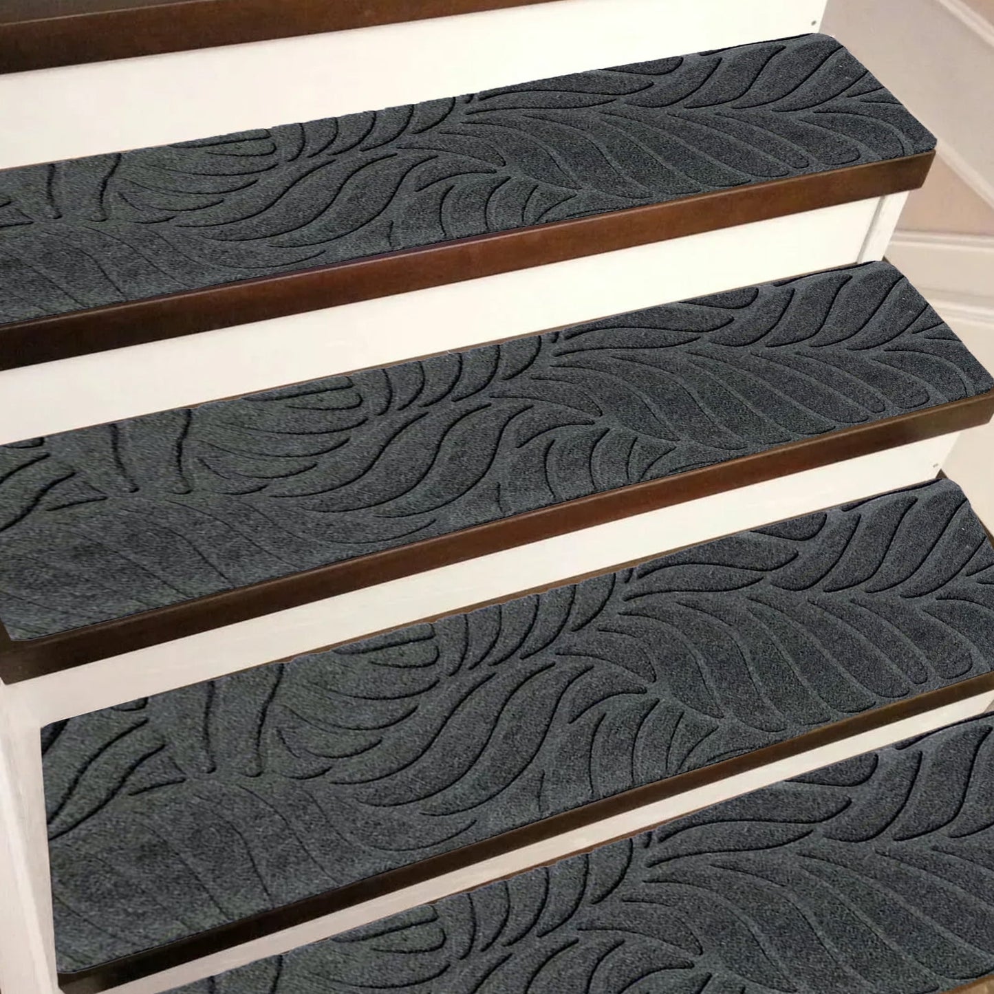 PALIFEUR Stair Treads for Wooden Steps, Soft Stair Treads, 8 x 30 Inch Reusable Carpet Stair Treads, Washable Stair Runners for Wooden Steps Non Slip Stair Rugs #7_Brown