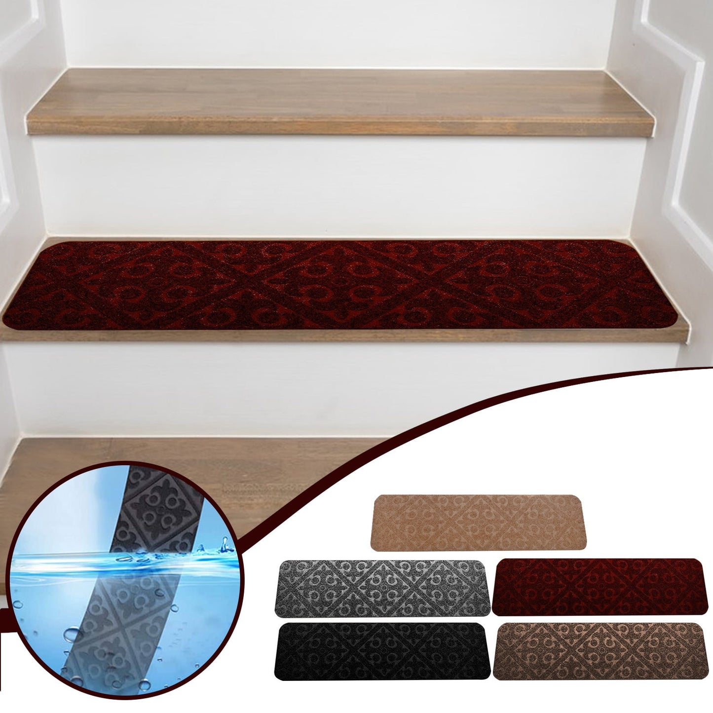 PALIFEUR Stair Treads for Wooden Steps, Soft Stair Treads, 8 x 30 Inch Reusable Carpet Stair Treads, Washable Stair Runners for Wooden Steps Non Slip Stair Rugs Gray