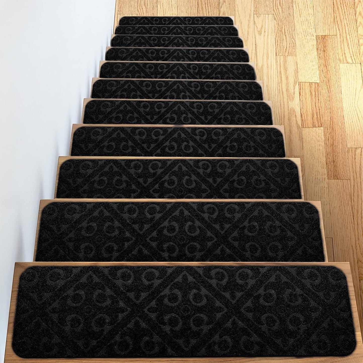 PALIFEUR Stair Treads for Wooden Steps, Soft Stair Treads, 8 x 30 Inch Reusable Carpet Stair Treads, Washable Stair Runners for Wooden Steps Non Slip Stair Rugs Gray