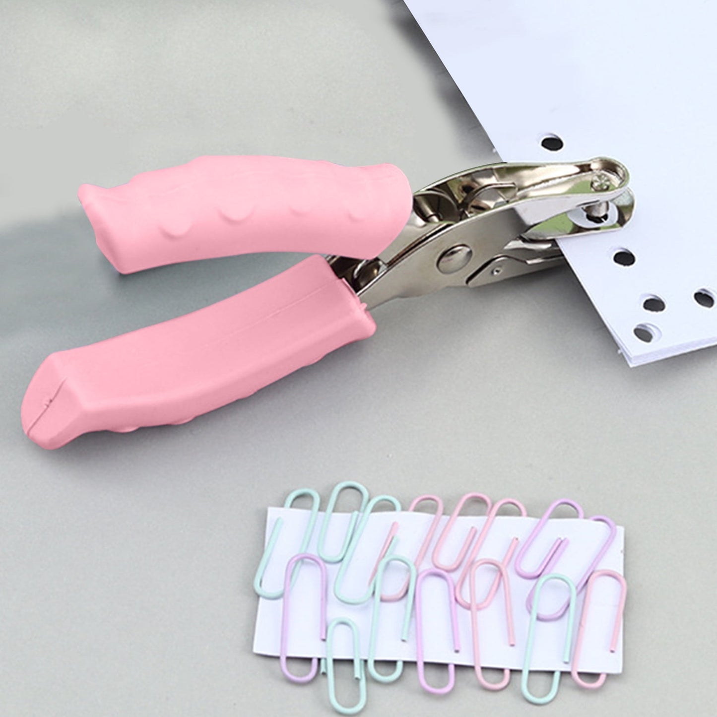 Tyidzon Single Hole Punch, Paper Punch Small Hole Paper Punch for Crafts, Scrapbooks, Handheld Hole Puncher for Paper Crafts in Home, Office, Classroom Pink