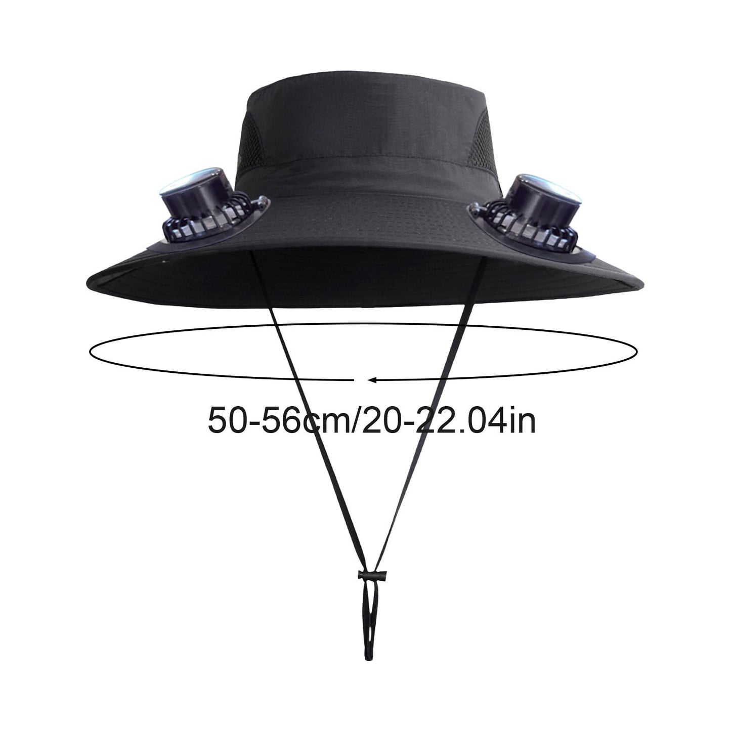 PALIFEUR Wide Brim Solar Fan Hat with 2 Solar Fan, Fan Built in Hat with Fans Solar Power, Solar Powered Fan Hat for Outdoor Fishing Travel, 3 Speed Adjustable Fan Hat Black