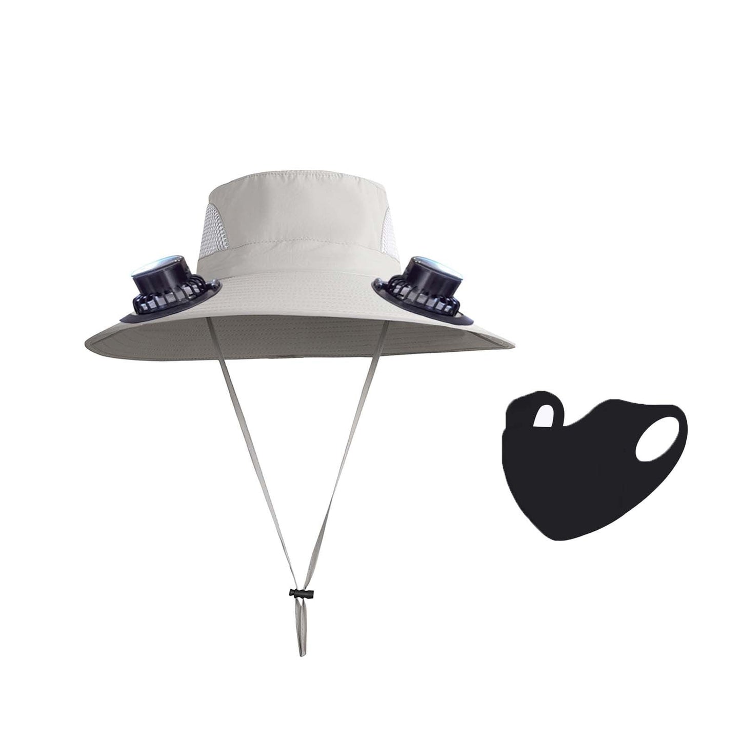 PALIFEUR Wide Brim Solar Fan Hat with 2 Solar Fan, Fan Built in Hat with Fans Solar Power, Solar Powered Fan Hat for Outdoor Fishing Travel, 3 Speed Adjustable Fan Hat Gray