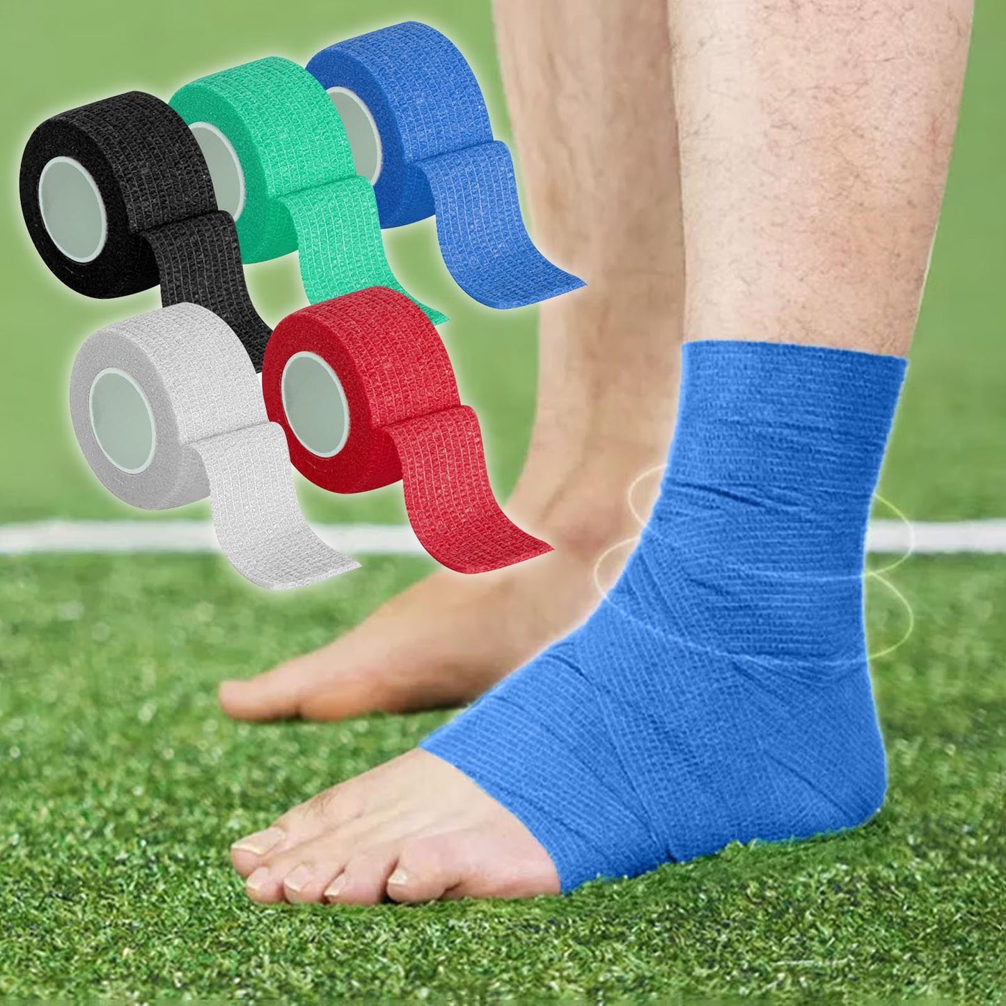 Tyidzon 3 Rolls Kinesiology Tape, 3 Colors 1 Inch x 14.8 Feet Athletic Tape, Elastic Muscle Tape, Sports Tape, Thumb, Finger, Wrist, Ankle, Knee Tape for Exercise and Daily Use Green